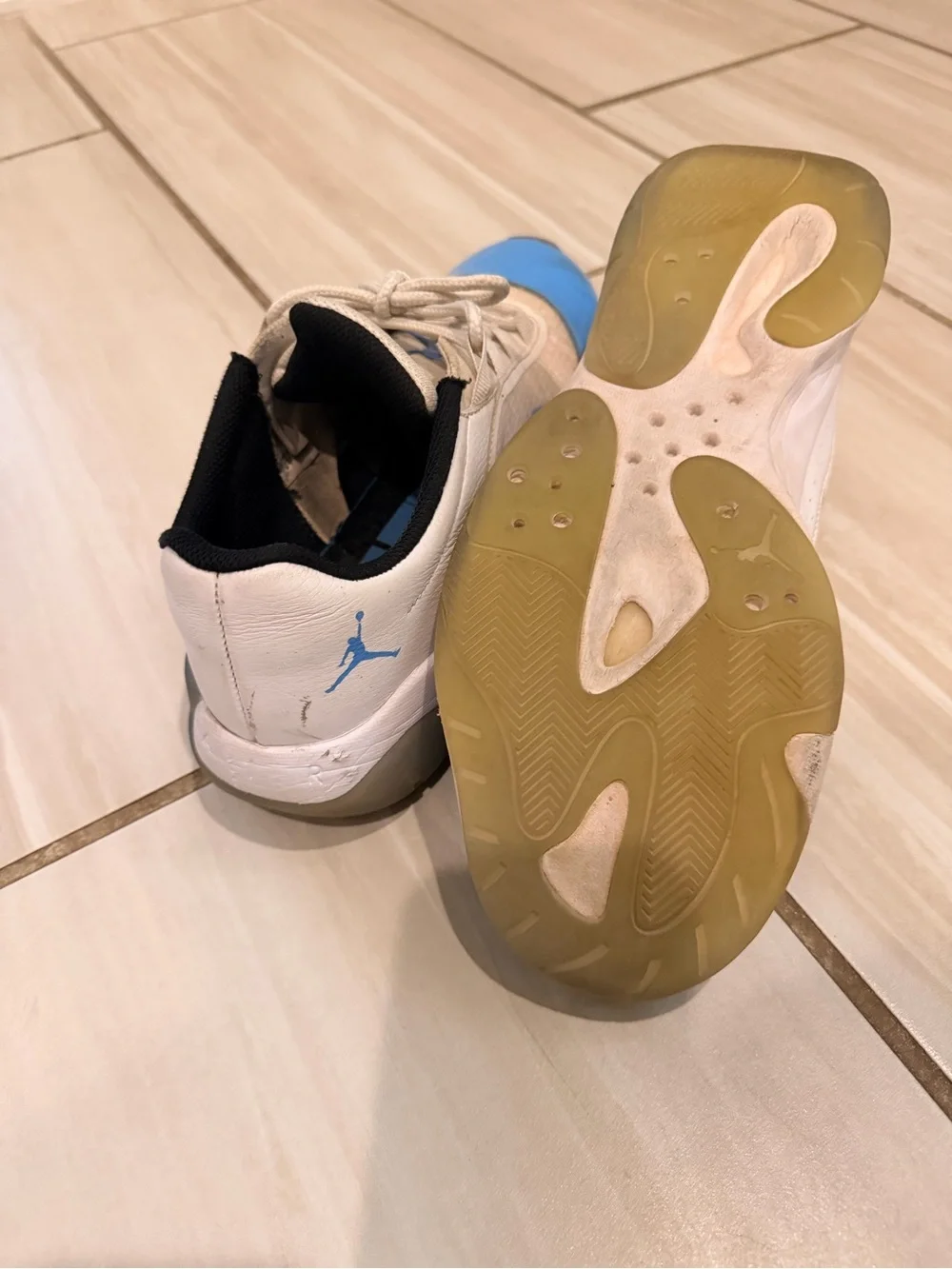 Jordan Men’s Basketball Low-Top Sneakers - White & Light Blue